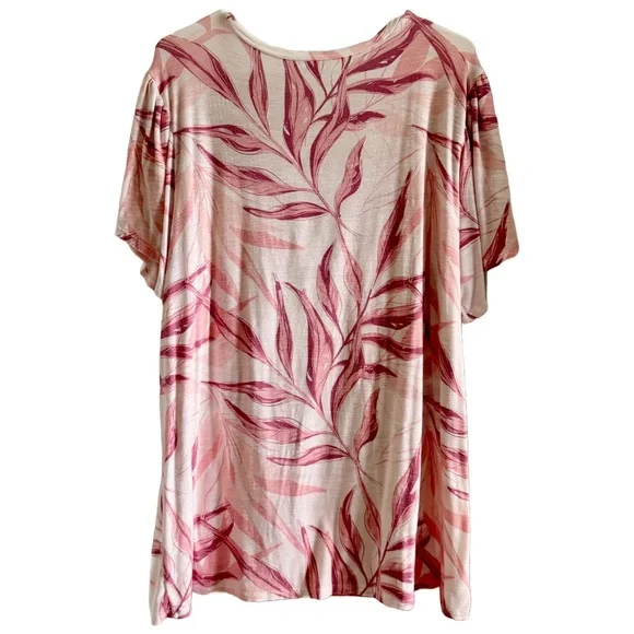 Pink Leaf Print Top - Picture 3 of 6